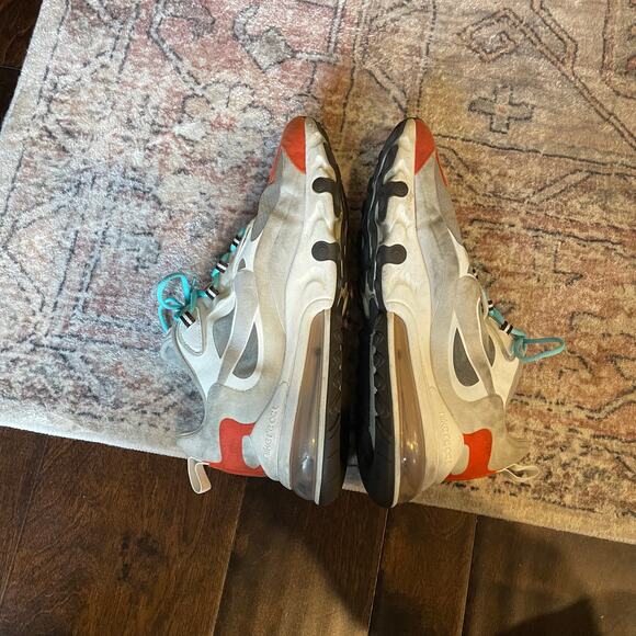 Nike Air Max 270 React "Mid-Century Art" Orange, Blue, White Mesh Sneakers EUC - Picture 11 of 13